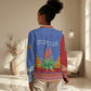 Aloe Vera Eswatini Women Casual Shirt Flag Print and Cultural Motif From Thorn to Flame