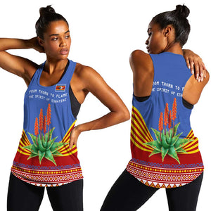 Aloe Vera Eswatini Women Racerback Tank Flag Print and Cultural Motif From Thorn to Flame