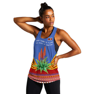 Aloe Vera Eswatini Women Racerback Tank Flag Print and Cultural Motif From Thorn to Flame