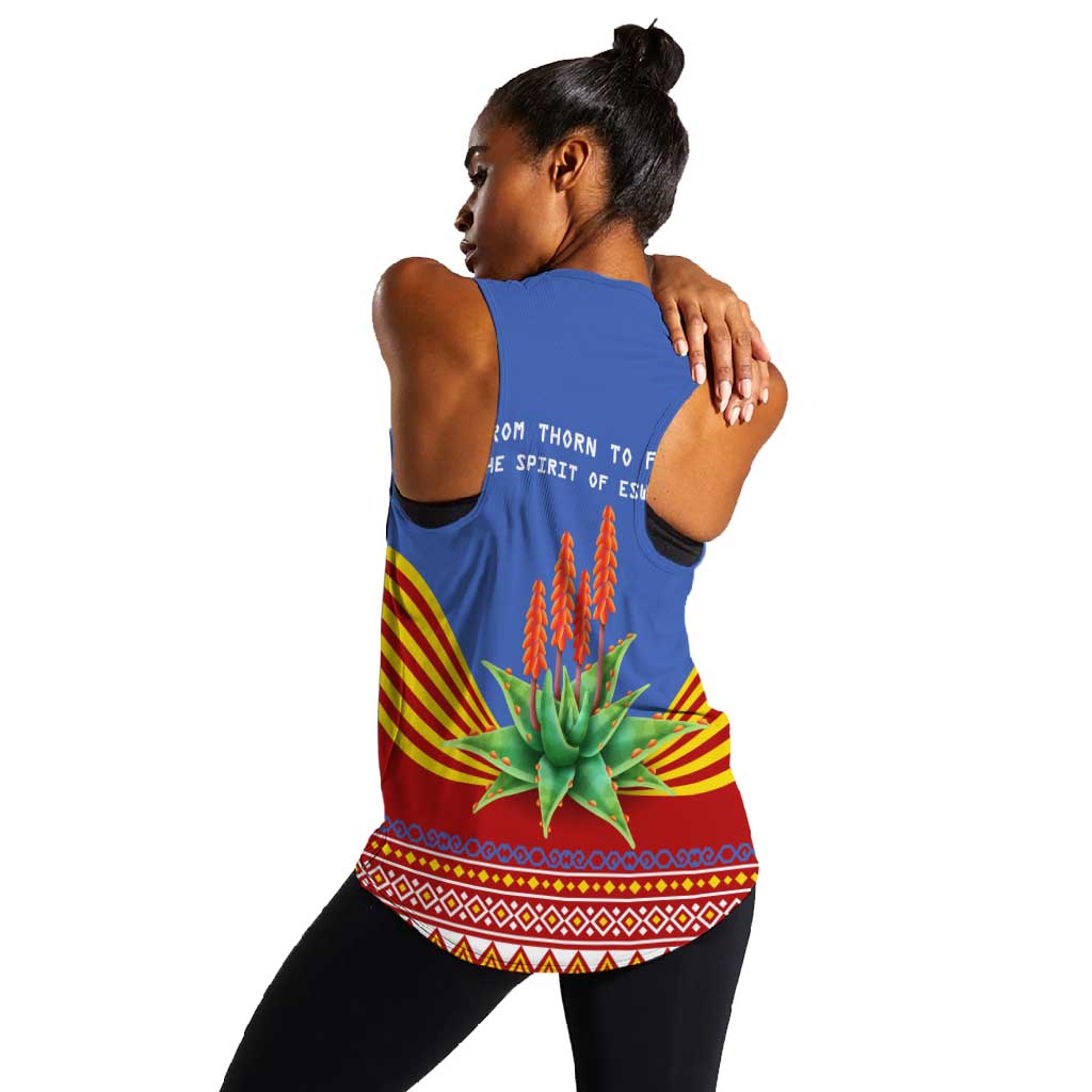 Aloe Vera Eswatini Women Racerback Tank Flag Print and Cultural Motif From Thorn to Flame