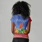 Aloe Vera Eswatini Women V-Neck T-Shirt Flag Print and Cultural Motif From Thorn to Flame