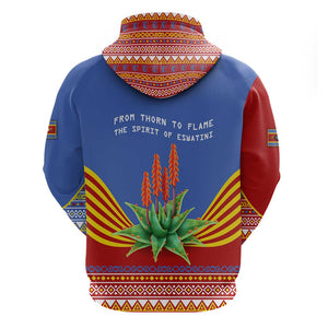 Aloe Vera Eswatini Zip Hoodie Flag Print and Cultural Motif From Thorn to Flame