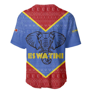 Elephant Eswatini Baseball Jersey Swaziland Shield Tribal Pattern and National Flag