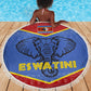 Elephant Eswatini Beach Blanket Swaziland Shield Tribal Pattern and National Flag