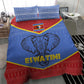 Elephant Eswatini Bedding Set Swaziland Shield Tribal Pattern and National Flag