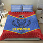 Elephant Eswatini Bedding Set Swaziland Shield Tribal Pattern and National Flag