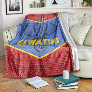 Elephant Eswatini Blanket Swaziland Shield Tribal Pattern and National Flag