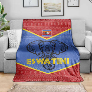 Elephant Eswatini Blanket Swaziland Shield Tribal Pattern and National Flag
