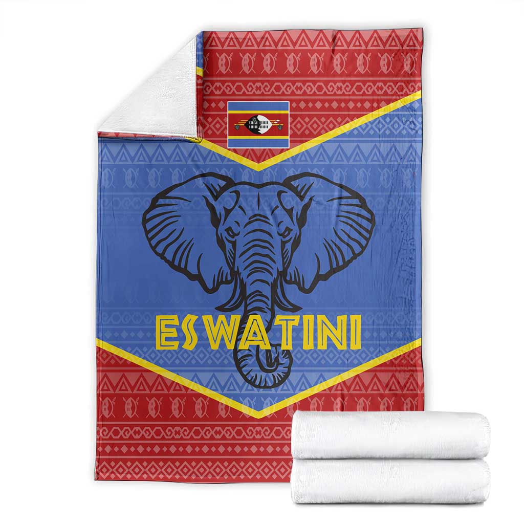 Elephant Eswatini Blanket Swaziland Shield Tribal Pattern and National Flag