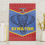 Elephant Eswatini Canvas Wall Art Swaziland Shield Tribal Pattern and National Flag