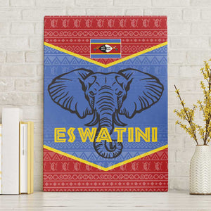 Elephant Eswatini Canvas Wall Art Swaziland Shield Tribal Pattern and National Flag