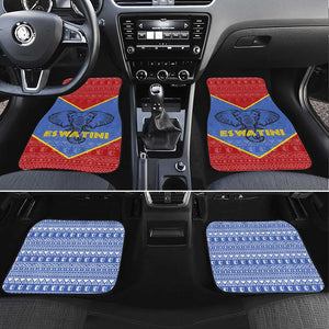 Elephant Eswatini Car Mats Swaziland Shield Tribal Pattern and National Flag