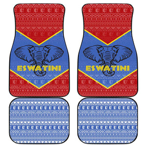 Elephant Eswatini Car Mats Swaziland Shield Tribal Pattern and National Flag