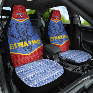 Elephant Eswatini Car Seat Cover Swaziland Shield Tribal Pattern and National Flag