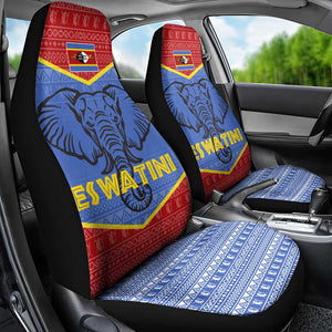 Elephant Eswatini Car Seat Cover Swaziland Shield Tribal Pattern and National Flag