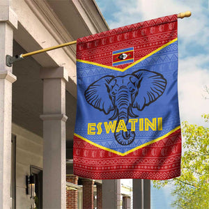 Elephant Eswatini Garden Flag Swaziland Shield Tribal Pattern and National Flag