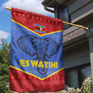 Elephant Eswatini Garden Flag Swaziland Shield Tribal Pattern and National Flag