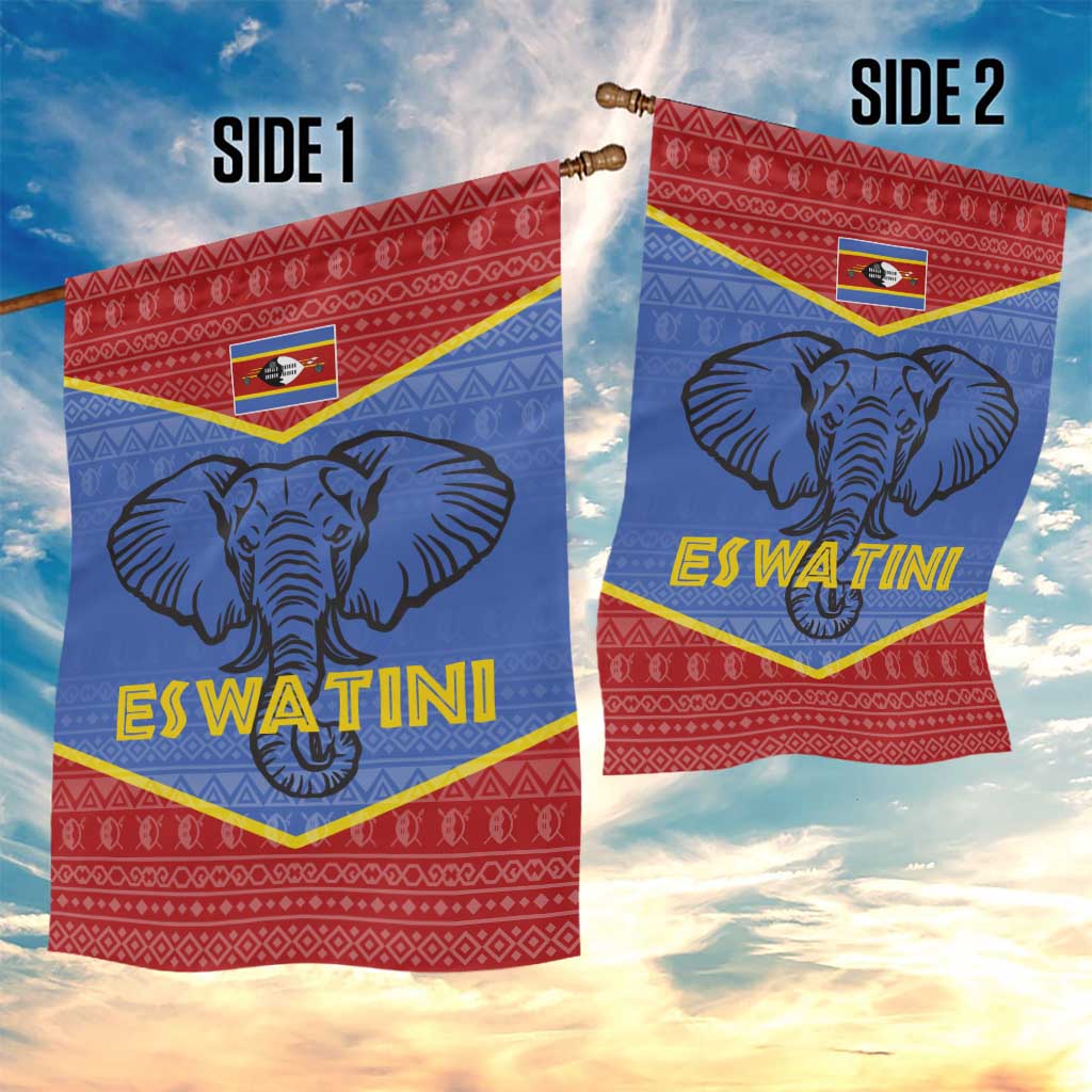 Elephant Eswatini Garden Flag Swaziland Shield Tribal Pattern and National Flag