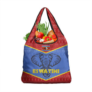 Elephant Eswatini Grocery Bag Swaziland Shield Tribal Pattern and National Flag