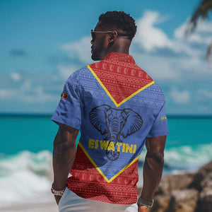 Elephant Eswatini Hawaiian Shirt Swaziland Shield Tribal Pattern and National Flag