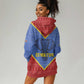 Elephant Eswatini Hoodie Dress Swaziland Shield Tribal Pattern and National Flag