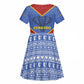Elephant Eswatini Kid Short Sleeve Dress Swaziland Shield Tribal Pattern and National Flag