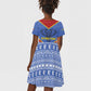 Elephant Eswatini Kid Short Sleeve Dress Swaziland Shield Tribal Pattern and National Flag