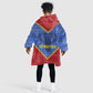 Elephant Eswatini Kid Wearable Blanket Hoodie Swaziland Shield Tribal Pattern and National Flag