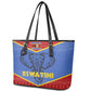 Elephant Eswatini Leather Tote Bag Swaziland Shield Tribal Pattern and National Flag