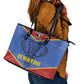 Elephant Eswatini Leather Tote Bag Swaziland Shield Tribal Pattern and National Flag