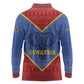 Elephant Eswatini Long Sleeve Polo Shirt Swaziland Shield Tribal Pattern and National Flag