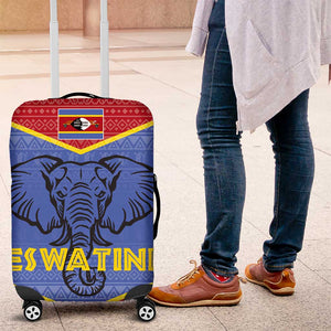 Elephant Eswatini Luggage Cover Swaziland Shield Tribal Pattern and National Flag