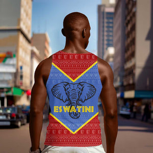 Elephant Eswatini Men Tank Top Swaziland Shield Tribal Pattern and National Flag