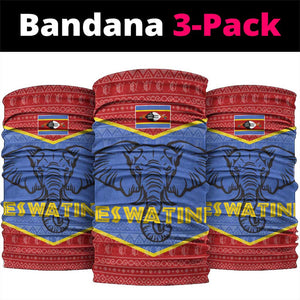 Elephant Eswatini Neck Gaiter Swaziland Shield Tribal Pattern and National Flag TS04