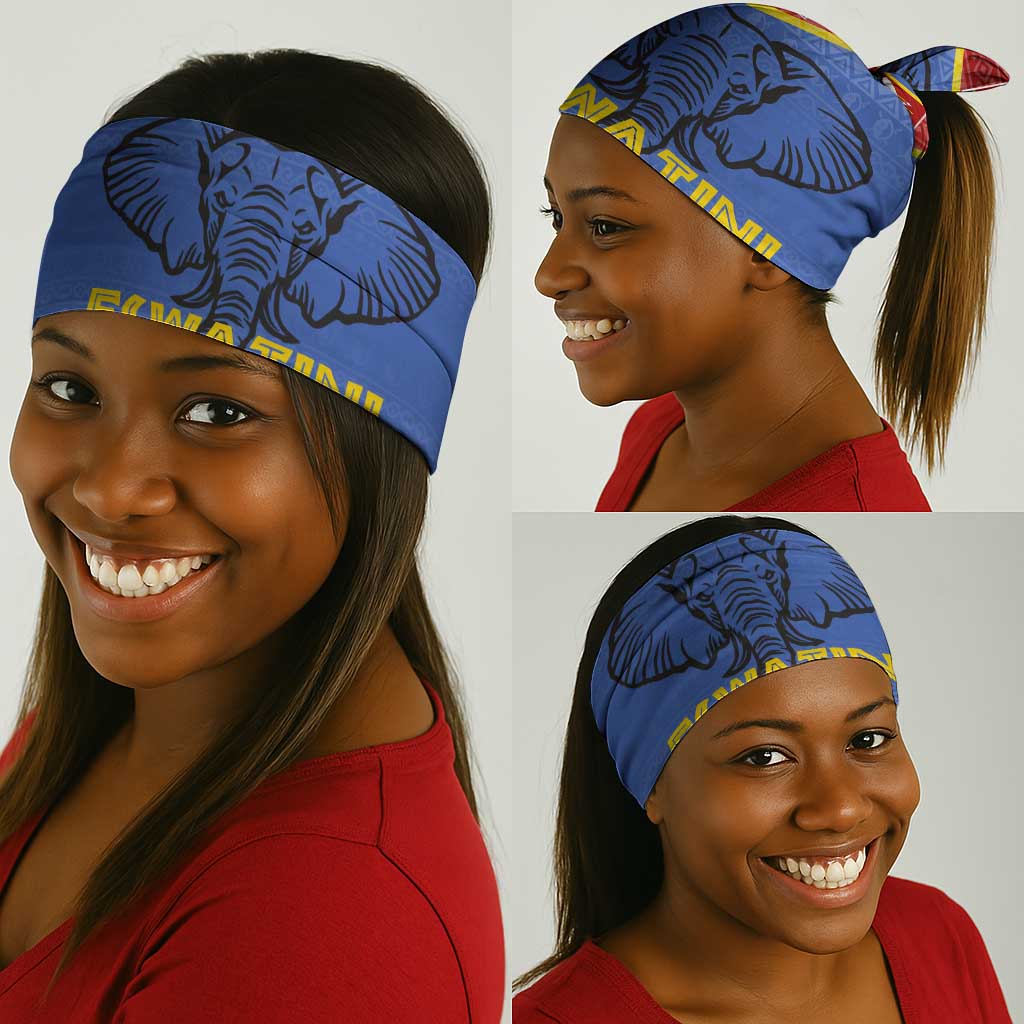 Elephant Eswatini Neck Gaiter Swaziland Shield Tribal Pattern and National Flag TS04