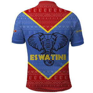 Elephant Eswatini Polo Shirt Swaziland Shield Tribal Pattern and National Flag