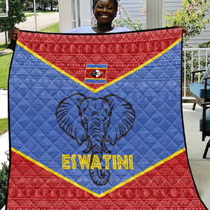 Elephant Eswatini Quilt Swaziland Shield Tribal Pattern and National Flag