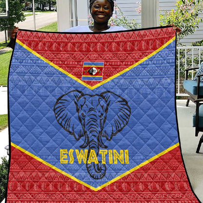 Elephant Eswatini Quilt Swaziland Shield Tribal Pattern and National Flag