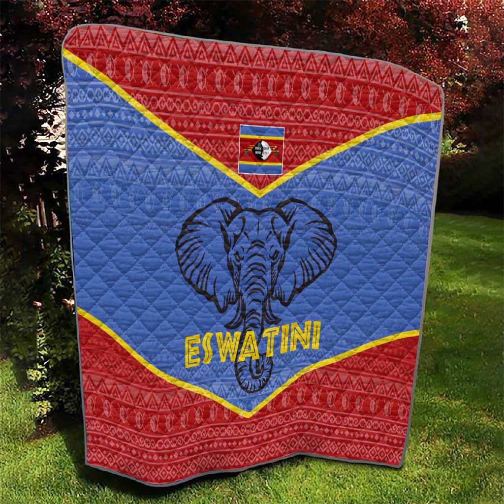 Elephant Eswatini Quilt Swaziland Shield Tribal Pattern and National Flag