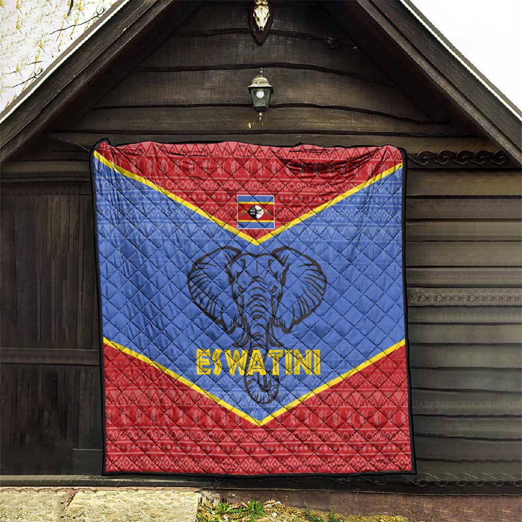 Elephant Eswatini Quilt Swaziland Shield Tribal Pattern and National Flag