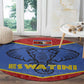 Elephant Eswatini Round Carpet Swaziland Shield Tribal Pattern and National Flag