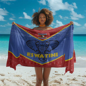 Elephant Eswatini Sarong Swaziland Shield Tribal Pattern and National Flag