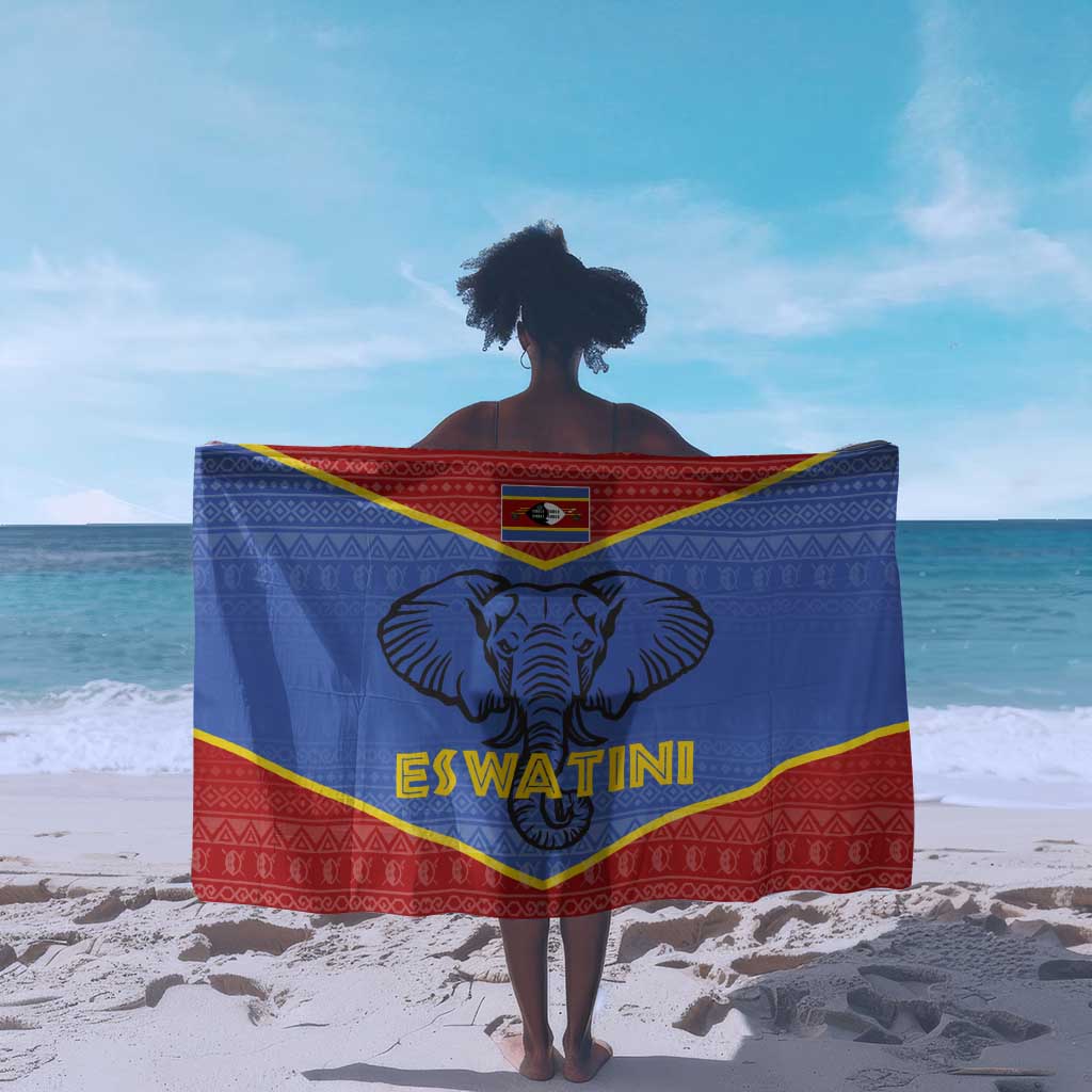 Elephant Eswatini Sarong Swaziland Shield Tribal Pattern and National Flag
