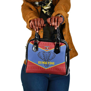 Elephant Eswatini Shoulder Handbag Swaziland Shield Tribal Pattern and National Flag