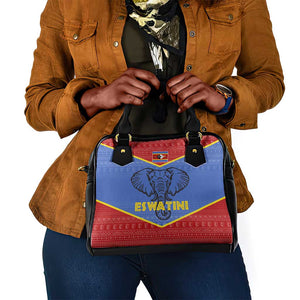 Elephant Eswatini Shoulder Handbag Swaziland Shield Tribal Pattern and National Flag