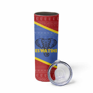 Elephant Eswatini Skinny Tumbler Swaziland Shield Tribal Pattern and National Flag