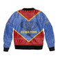 Elephant Eswatini Sleeve Zip Bomber Jacket Swaziland Shield Tribal Pattern and National Flag