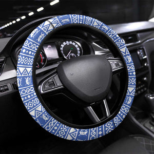 Elephant Eswatini Steering Wheel Cover Swaziland Shield Tribal Pattern and National Flag