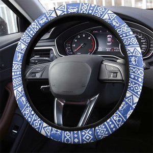 Elephant Eswatini Steering Wheel Cover Swaziland Shield Tribal Pattern and National Flag