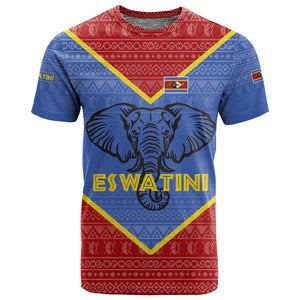 Elephant Eswatini T shirt Swaziland Shield Tribal Pattern and National Flag
